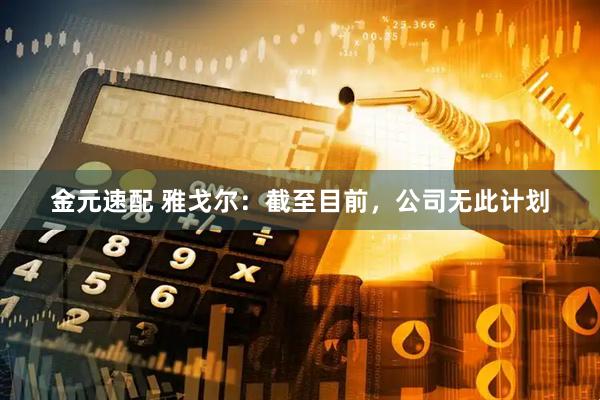 金元速配 雅戈尔：截至目前，公司无此计划